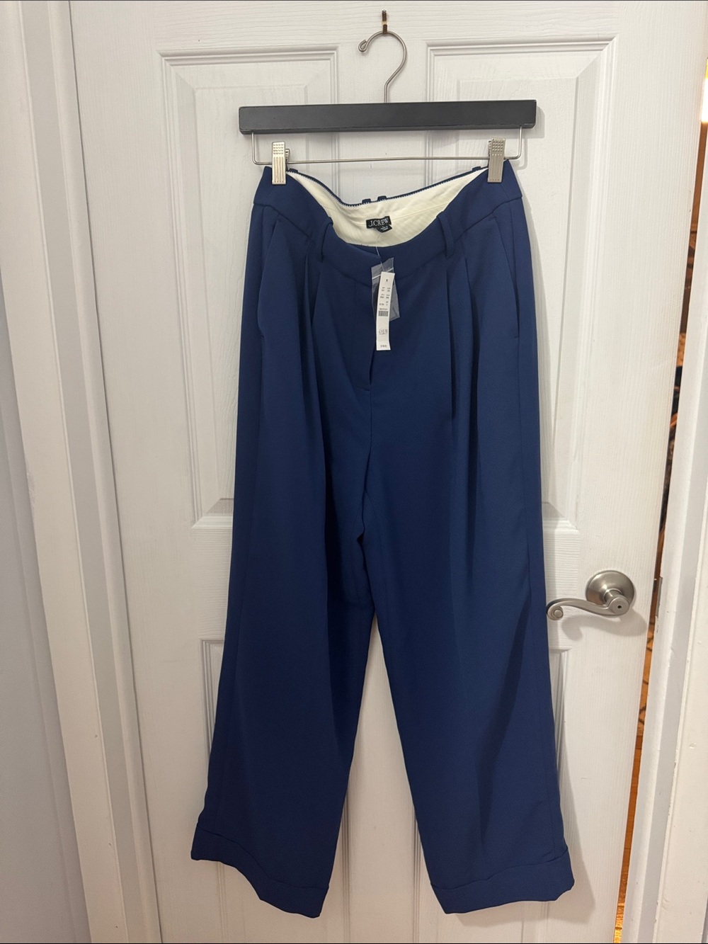 J. Crew Navy Wide-Leg Pleated Pants